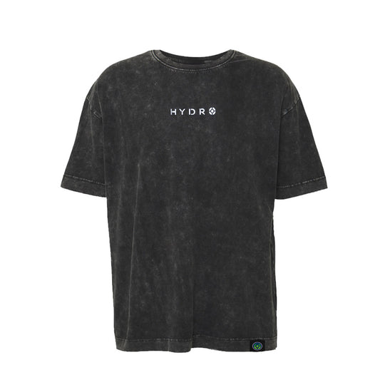 Acid Wash Oversize Black Hydro T-shirt Embroidery logo